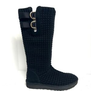 New UGG Classic  Solene tall black knit boots